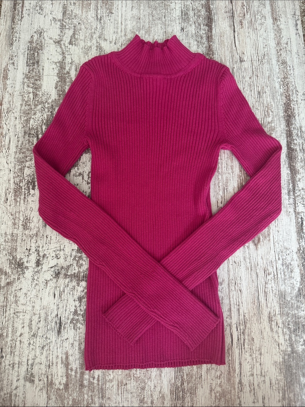 American Eagle Hot Pink Ribbed Mock Neck Sweater